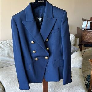 Balmain Navy Double-Breasted Women's Jacket